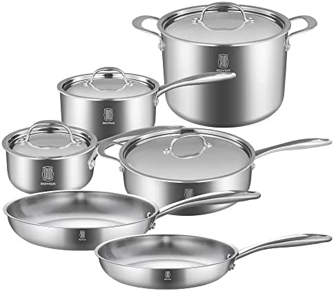 ROYDX Pots and Pans Set 20 Piece Stainless Steel Kitchen Removable